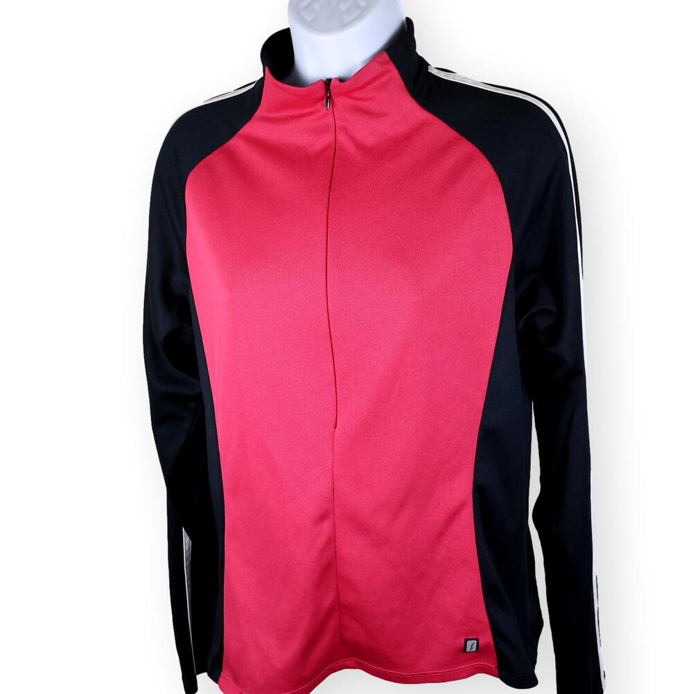 She Beest Women Pink Black Colorblock Performance 1/2 Zip L